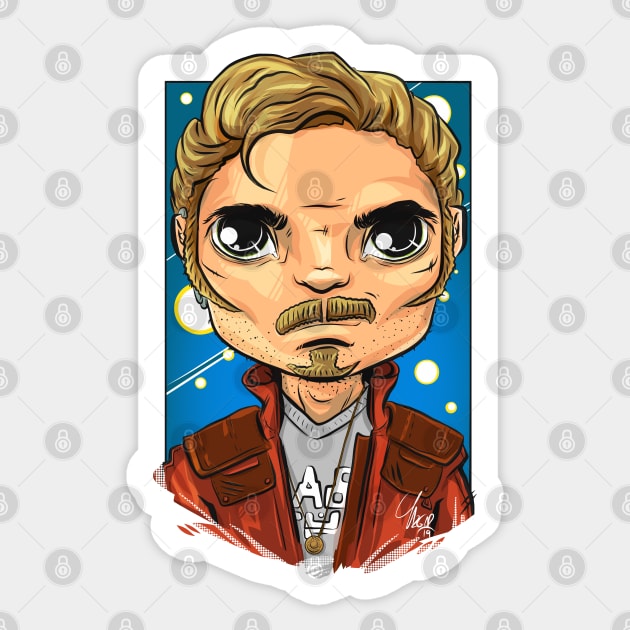 Pop Culture Caricature #12 - Starlord Sticker by yazgar